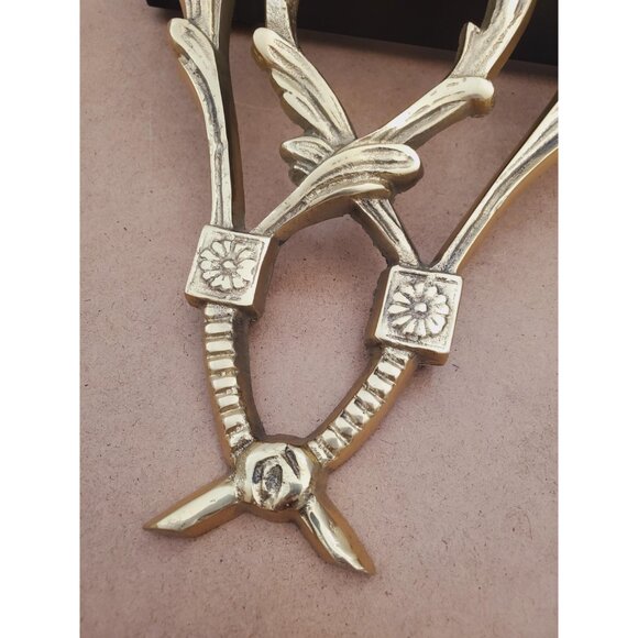 Vintage Solid Brass Ornate Wall Shelf - Vintage Ornate Brass & Wood Wall Shelf - - Picture 10 of 10